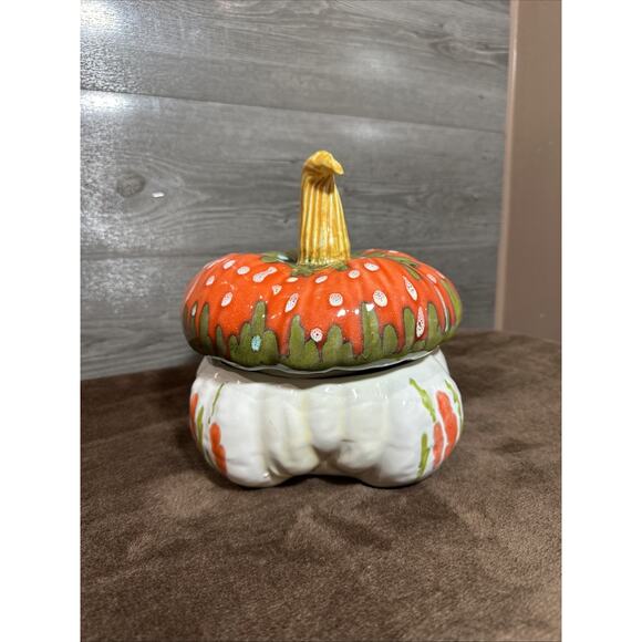 Vintage Bassano Pumpkin Gourd RARE Lidded Jar Signed Made In Italy - Picture 3 of 15